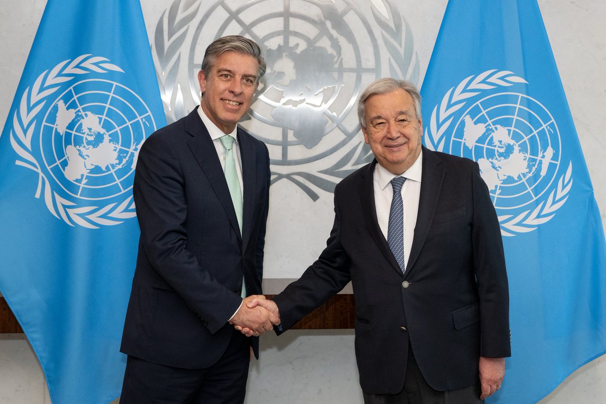 Portugal at the UN (@portugal_un) on Twitter photo Ambassador Rui Vinhas presented today to the <a href="/UN/">United Nations</a> Secretary-General <a href="/antonioguterres/">António Guterres</a> the Letters accrediting him as Permanent Representative of Portugal to the UN.
He had the opportunity to reiterate 🇵🇹’s commitment to #multilateralism and support for Sec-General priorities. Ambassador Rui Vinhas presented today to the <a href="/UN/">United Nations</a> Secretary-General <a href="/antonioguterres/">António Guterres</a> the Letters accrediting him as Permanent Representative of Portugal to the UN.
He had the opportunity to reiterate 🇵🇹’s commitment to #multilateralism and support for Sec-General priorities.