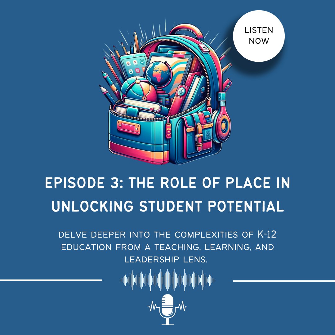 A new podcast episode just dropped on the essential role of place (physical classroom, virtual, outdoors) in learning. Listen on Spotify or wherever you access your favorite podcasts spotifyanchor-web.app.link/e/3hGt7E90yKb #edchat #personalize #edutwitter #teachertwitter #personalizedlearning