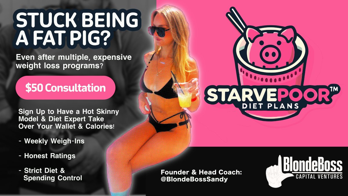 BlondeBossSandy's tweet photo. Ready to lose money AND fat at the same time? 💸 Join StarvePoor™ Diet Plans! The Findom diet where you eat cheap so I can live rich! 💅 Weekly Weigh-Ins, Honest Body Ratings, Strict Control. DM with $50 to start your journey today! 🍜💰 #SlaveDiet https://t.co/OkZ8ynggkG
