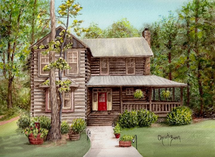 ChristiBunn's tweet photo. Hard to believe I did this 12 years ago. Commissioned watercolor of a mountain log cabin and one of my most enjoyable pieces to work on. https://t.co/x0SGqo3ccw