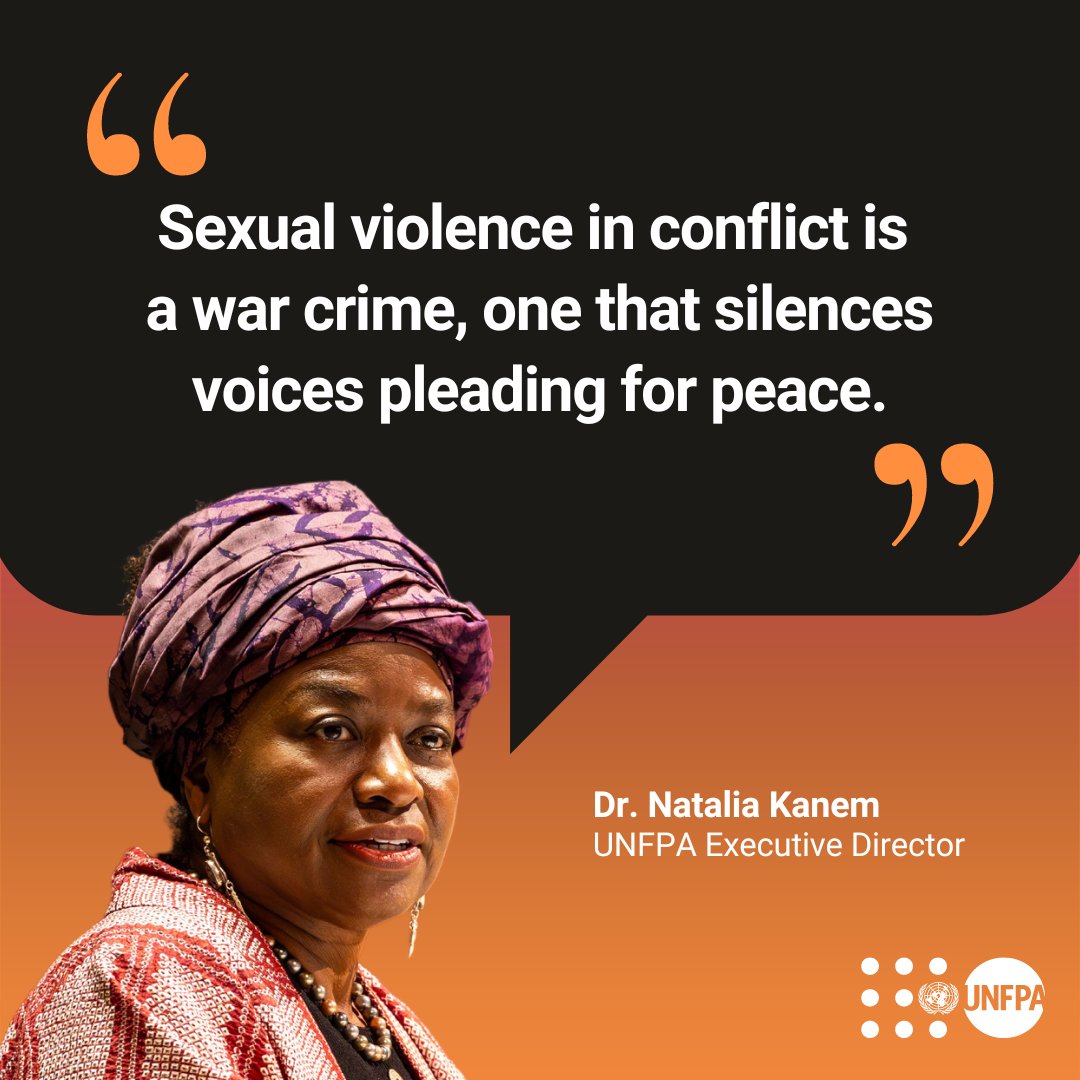 UNFPA (@unfpa) on Twitter photo Yes, <a href="/Atayeshe/">Dr. Natalia Kanem /she/her/ella/</a>!
Cases of conflict-related sexual violence soared 50% between 2022 and 2023.
See how the world must take action, and how <a href="/UNFPA/">UNFPA</a>—the <a href="/UN/">United Nations</a> sexual and reproductive health agency—is responding: unf.pa/has
#EndRapeInWar #ENDViolence Yes, <a href="/Atayeshe/">Dr. Natalia Kanem /she/her/ella/</a>!
Cases of conflict-related sexual violence soared 50% between 2022 and 2023.
See how the world must take action, and how <a href="/UNFPA/">UNFPA</a>—the <a href="/UN/">United Nations</a> sexual and reproductive health agency—is responding: unf.pa/has
#EndRapeInWar #ENDViolence