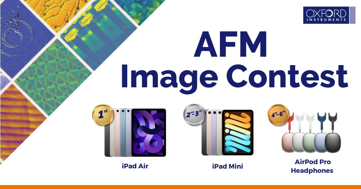 There's still time left to submit to the #AFMImageContest2024! Send in your AFM image data by 𝗝𝘂𝗻𝗲 𝟯𝟬 for a chance to win fabulous prizes!  
Learn more 👉 okt.to/I6KRq9. 
*Conditions apply. See contest page for more details.
#AtomicForceMicroscopy