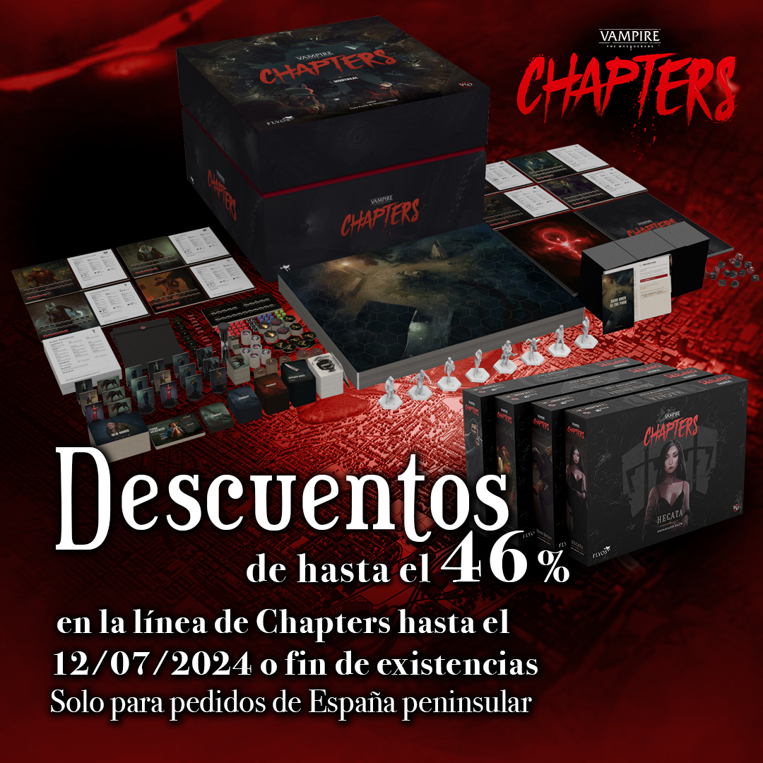 Sucumbe a la noche.

Descuentos de hasta el 46 % en toda la línea de #Vampiro La Mascarada: Chapters. Aplicable a pedidos de España peninsular ¡Solo hasta el 12/07/2024 o fin de existencias!

🩸 i.mtr.cool/ekzdykifly

<a href="/BibliOscura/">Biblioteca Oscura</a> #Vamily