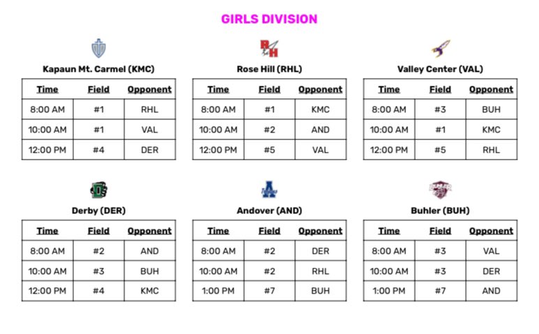 Derby_soccer's tweet photo. Girls Schedule for this weekends Shep Tournament at Stryker Soccer Complex! https://t.co/8dJerfLzbY