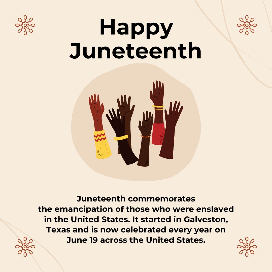 majoronestop's tweet photo. Juneteenth marks an important date in American history: the emancipation of enslaved people. Today we honor the breaking of chains and the building of a brighter future! ✨ https://t.co/iD1nN3IPHW