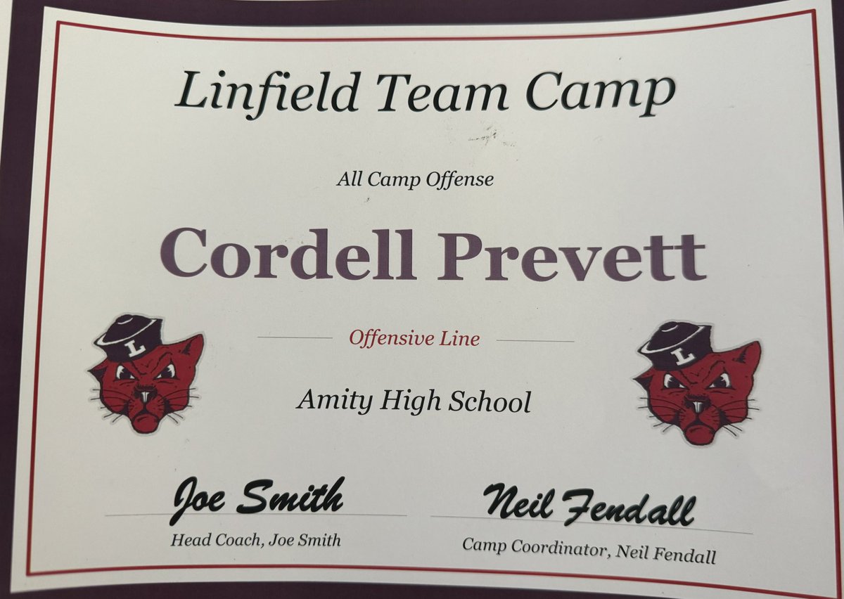 Cordprevett78's tweet photo. Big Thanks to @Coach__Barnes and @LinfieldFB for the opportunity to compete and work over 4 great days. Missing the new fam already @ClackamasTDClub  @CoachMikeVance @coachholan learned a ton from great coaches and teammates this week #ClackWay https://t.co/MBjrxk6hi3