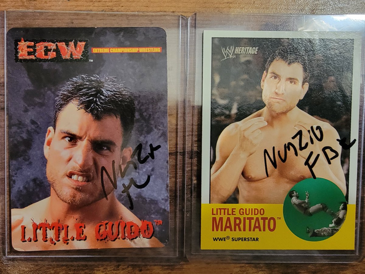 #WrestlingCardWednesday: A 2000 ECW &amp; a 2006 <a href="/Topps/">Topps</a> WWE card signed by <a href="/nunzio_guido/">James Maritato</a> at a <a href="/2CWrestling/">²CW: Squared Circle Wrestling</a> event in Watertown, NY back in 2015. #2CW #ECW #WWE #WrestlingCards #WrestlingTradingCards
