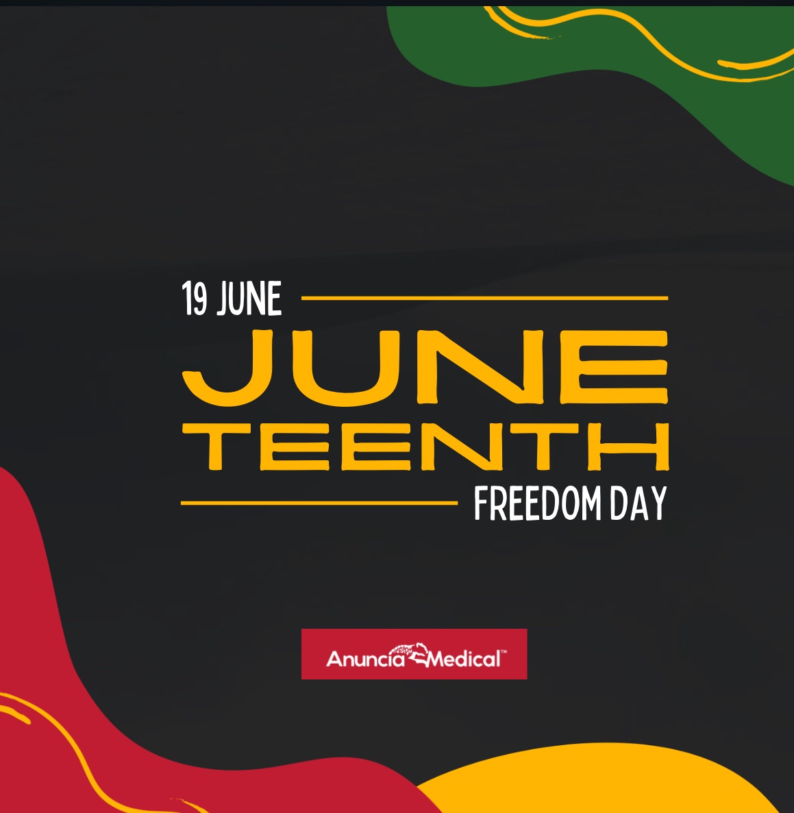 Happy Juneteenth from all of us at Anuncia Medical! Today, we celebrate freedom, resilience, and unity. Let's 
strive for a future of equality and justice for all. 🧠 #Juneteenth #Freedom #AnunciaMedical #Diversity