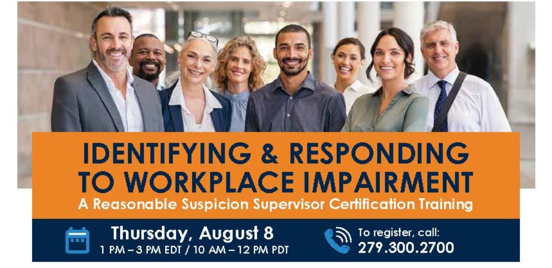 ARCpointRoseRoc's tweet photo. With changing laws concerning drug testing, manager training is critical to maintain a safe workplace environment.

Join our live training on August 8th @ 10 am PST. Register today! Just $50 per attendee!

• SHRM &amp; HRCI CE credit

To register:  https://t.co/HaziHtHboE https://t.co/Eu4rOW8aSV