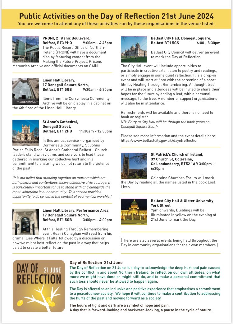 A quick guide to events this Friday- 21st June 2024, Day of Reflection