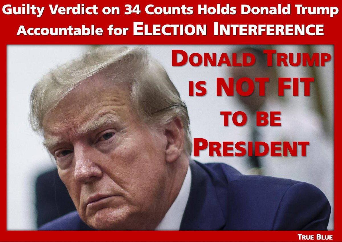 SPBMcKenna's tweet photo. 🛑 The Hush Money trial was about #Trump's Election Interference in 2016!
#DonaldTrump's INFIDELITY PAYOFFS were made to HIDE the TRUTH from VOTERS BEFORE the election!
Every #Trump ACCUSATION is #Trump making a CONFESSION
#ElectionInterference2016
#HillaryShouldHaveBeenPOTUS https://t.co/hTTT7rhOOZ