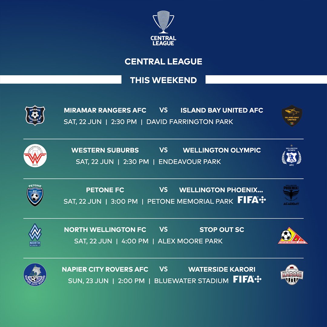 nzleagues's tweet photo. National League | Fixtures π
Check out all the fixtures for this weekend!
You can watch nine matches live and free on FIFA+πΊ
https://t.co/rjmaAuCIas
#NZNationalLeague #NZFootball #Fixtures https://t.co/SwjuuHOlwo