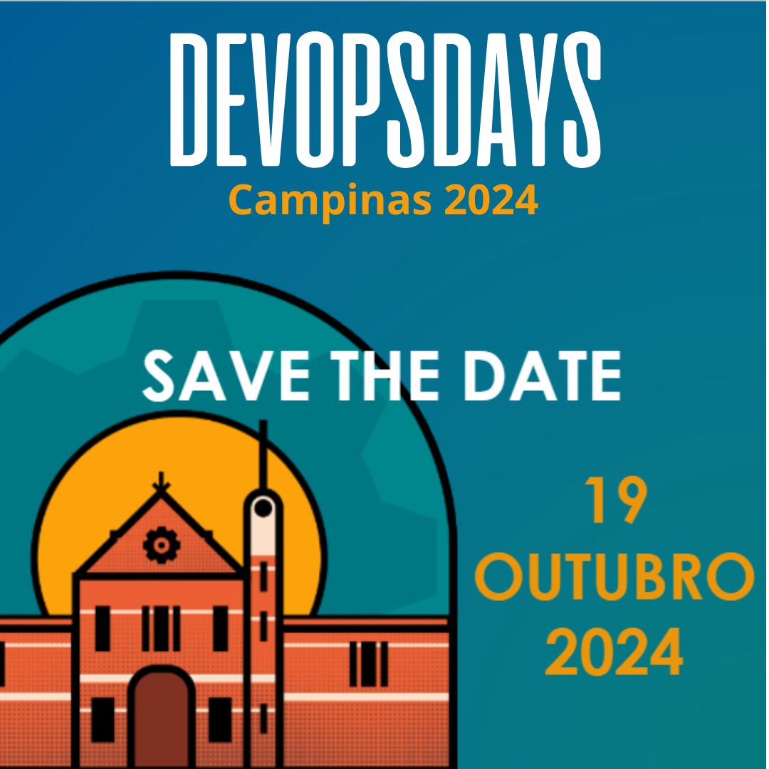 devopsdayscps's tweet image. 📅 SAVE THE DATE - 19/10/2024  

Faltam exatos 4 meses para esse evento que será incrível! Estão prontos?  

#Campinas #DevOpsDays #DevOpsDaysCampinas #TI