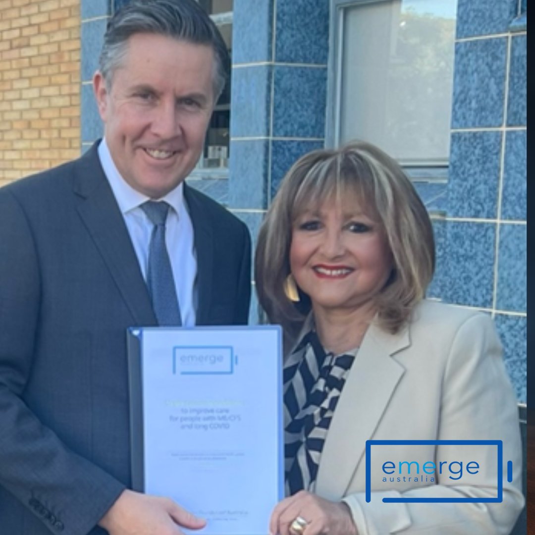 EmergeAus's tweet photo. Historic News from Emerge Australia!   Federal Govt to update ME/CFS &amp; Long COVID clinical guidelines, aiding 250,000+ Australians. CEO Anne Wilson applauds Minister Mark Butler. Collaboration with NHMRC for 2-3 year guideline development.   Details HERE: https://t.co/qoyFO5ijJN https://t.co/QuxwdRzFaH