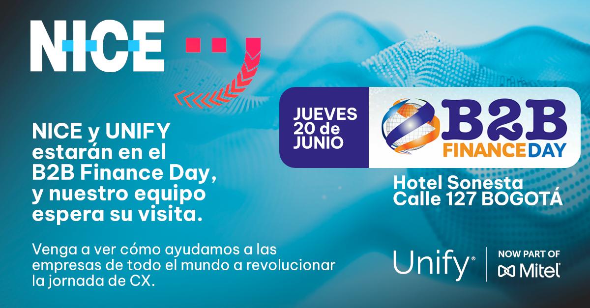 NICESYSTEMSCALA's tweet photo. El próximo 20 de junio, NICE participará en el B2B Finance Day, celebrado en Bogotá, Colombia. El evento es una oportunidad para el networking y el contacto con líderes del sector financiero del país. 

¡Venga a visitarnos!

#NICE #CX #experienciadelcliente https://t.co/iiYL4qZYoM
