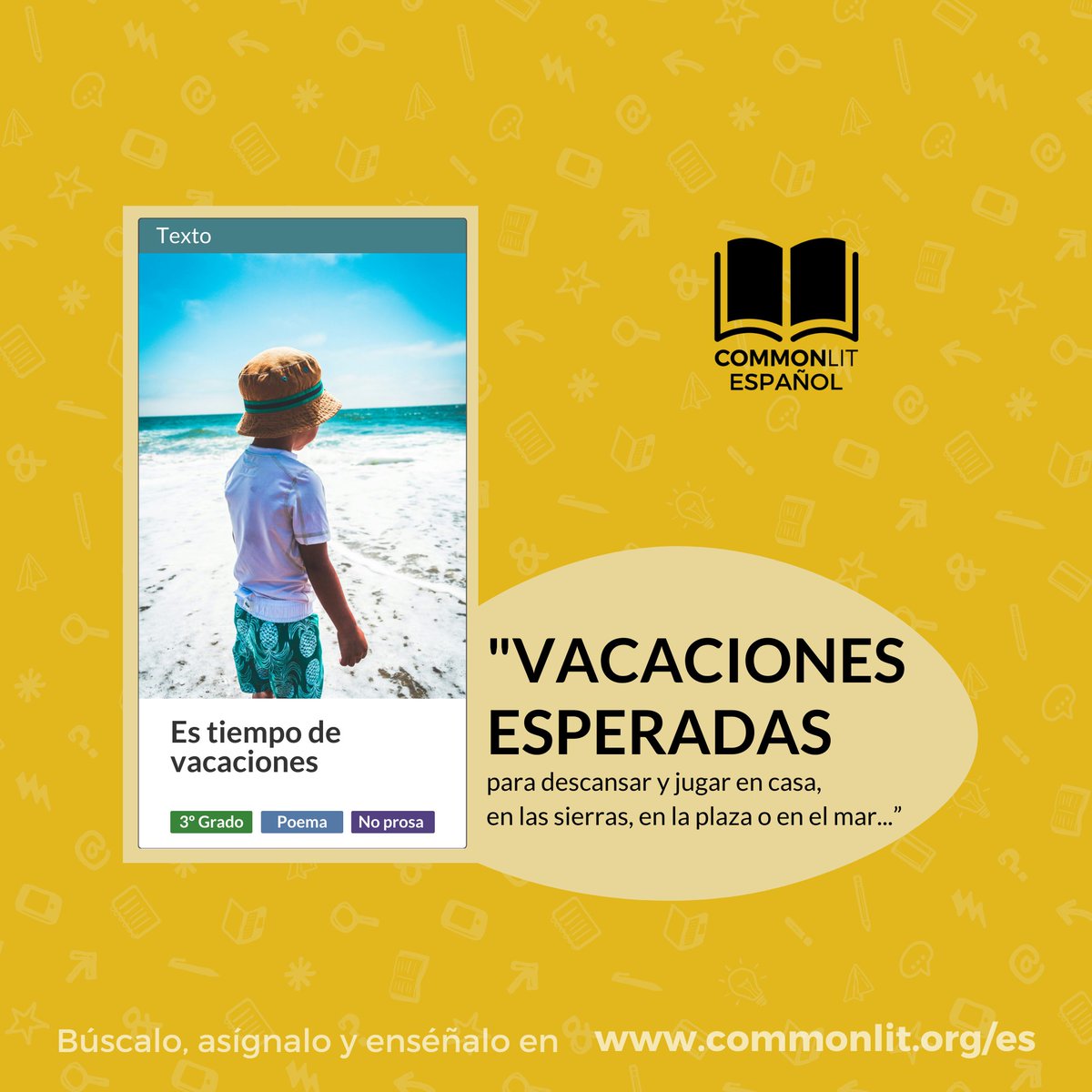 CommonLitES's tweet image. 🏕️ ☀️Llegaron las vacaciones, tiempo de un merecido descanso para recargar baterías e iniciar un nuevo ciclo escolar con nuevas ideas.

¡Les deseamos unas felices vacaciones!
#schoolholidays #holidays #vacaciones