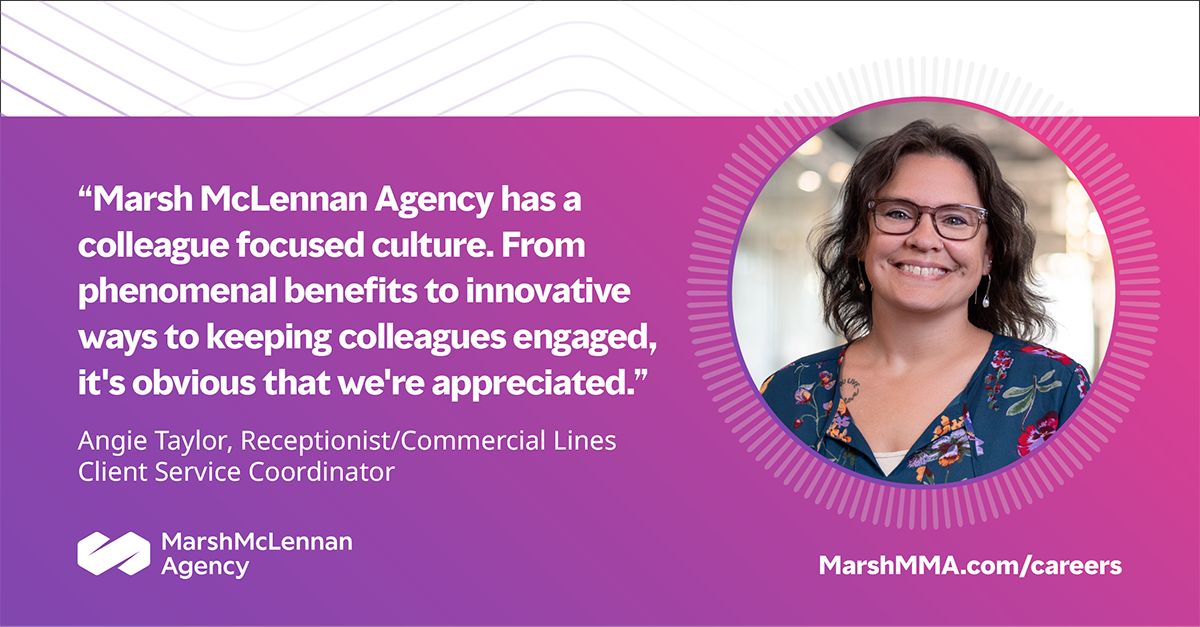 Marsh_MMA's tweet image. We believe in providing the right benefits and resources that empower our team to thrive professionally and personally. Go to bit.ly/3XJJ8iC and learn about our award-winning culture! ✨
#CompanyCulture #InsuranceCareers #InsuranceLife #NowHiring #JoinOurTeam
