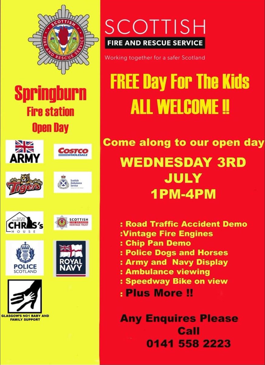Not to be missed folks. Get the kids and yourself along to meet the local firemen and get info and goodies from services in your area whilst the kids have FREE FUN
Well done to our very own fireman Brian McPhee and all the team for putting this event together. See ya there