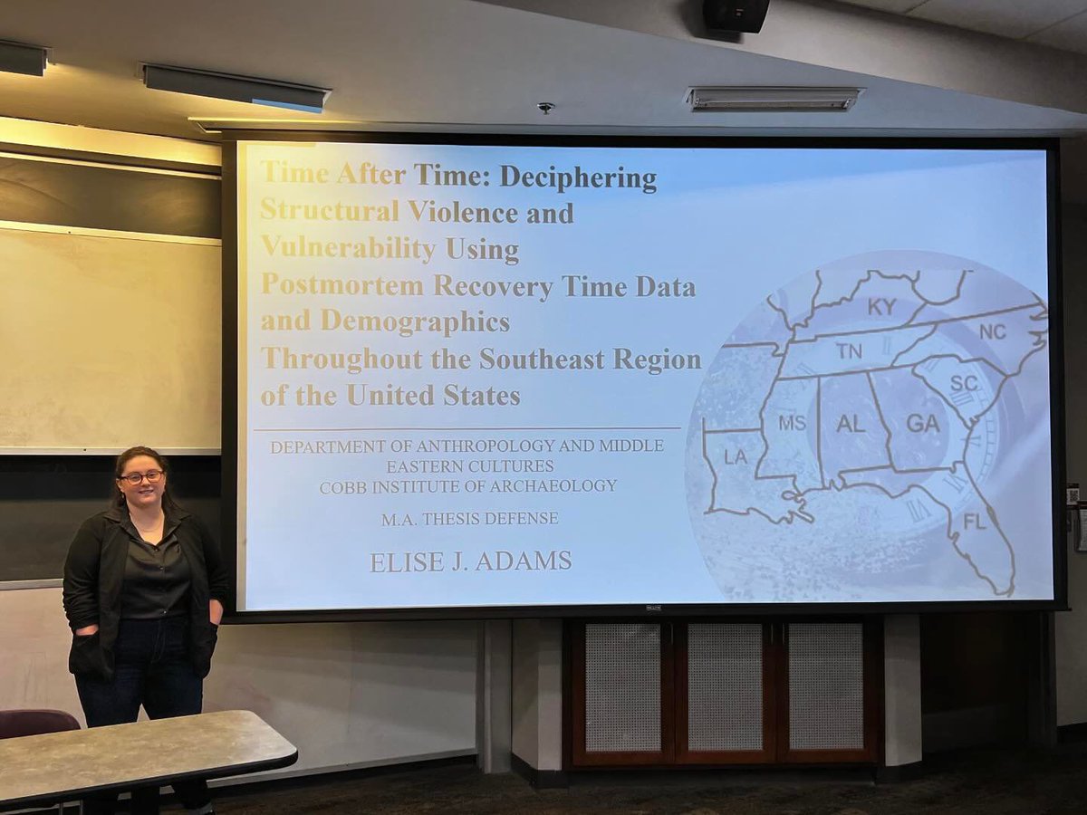 Jesse R. Goliath, PhD (@jessegoliath) on Twitter photo Congrats to <a href="/EliseJAdams/">Elise</a> for successfully defending her master’s thesis! Elise is my first advisee to defend and has been a great student for <a href="/MSUanth/">MississippiStateAnth</a> & <a href="/Cobb_Institute/">Cobb Institute</a>. We are proud of her accomplishments and look forward to her PhD work at <a href="/UNLV/">UNLV</a>! <a href="/missinginms/">MS Repository for Missing & Unidentified Persons</a> <a href="/FLASHCenterMSU/">Forensic Laboratory and Skeletal Histology Center</a> Congrats to <a href="/EliseJAdams/">Elise</a> for successfully defending her master’s thesis! Elise is my first advisee to defend and has been a great student for <a href="/MSUanth/">MississippiStateAnth</a> & <a href="/Cobb_Institute/">Cobb Institute</a>. We are proud of her accomplishments and look forward to her PhD work at <a href="/UNLV/">UNLV</a>! <a href="/missinginms/">MS Repository for Missing & Unidentified Persons</a> <a href="/FLASHCenterMSU/">Forensic Laboratory and Skeletal Histology Center</a>