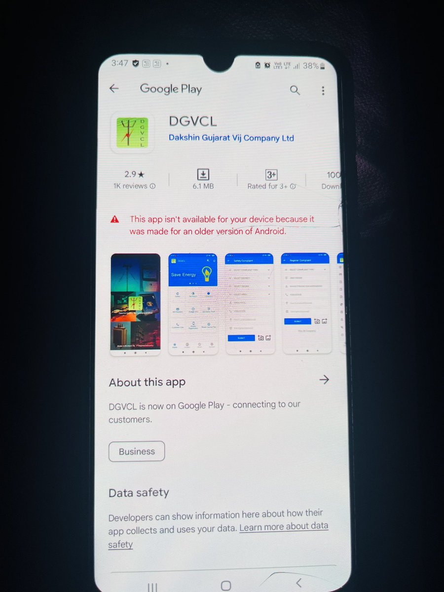 btn_naik's tweet photo. Also there is no IOS application through which we can generate complaints. Even on andriod app is become void as per the current version… Pathetic service by DGVCL. I hope all of these are much applicable to show you how the situation is currently standing up. https://t.co/nGcF7lWfwW