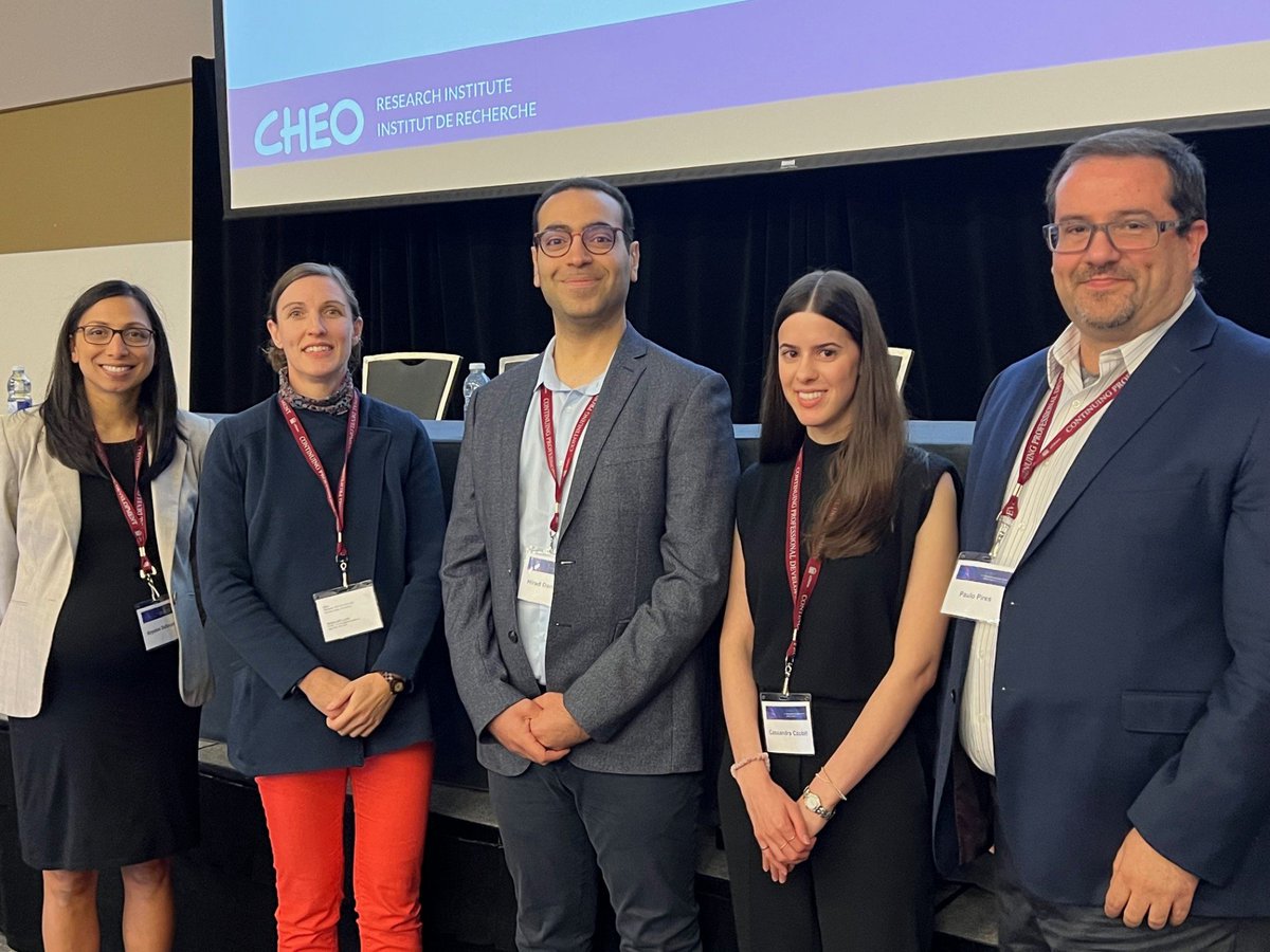 OffordCentre's tweet photo. The SMARTmind project team was at the inaugural @CHEO #PCYMH2024 conference in Ottawa last week! Photos feature Core Member Dr. Laura Duncan, Dr. Paulo Pires, and grad students Krysten DeSouza, Hirad Daneshvar and Cassandra Czobit. 

Great #research generating great #impacts!🎉 https://t.co/I09LG3C1Mu