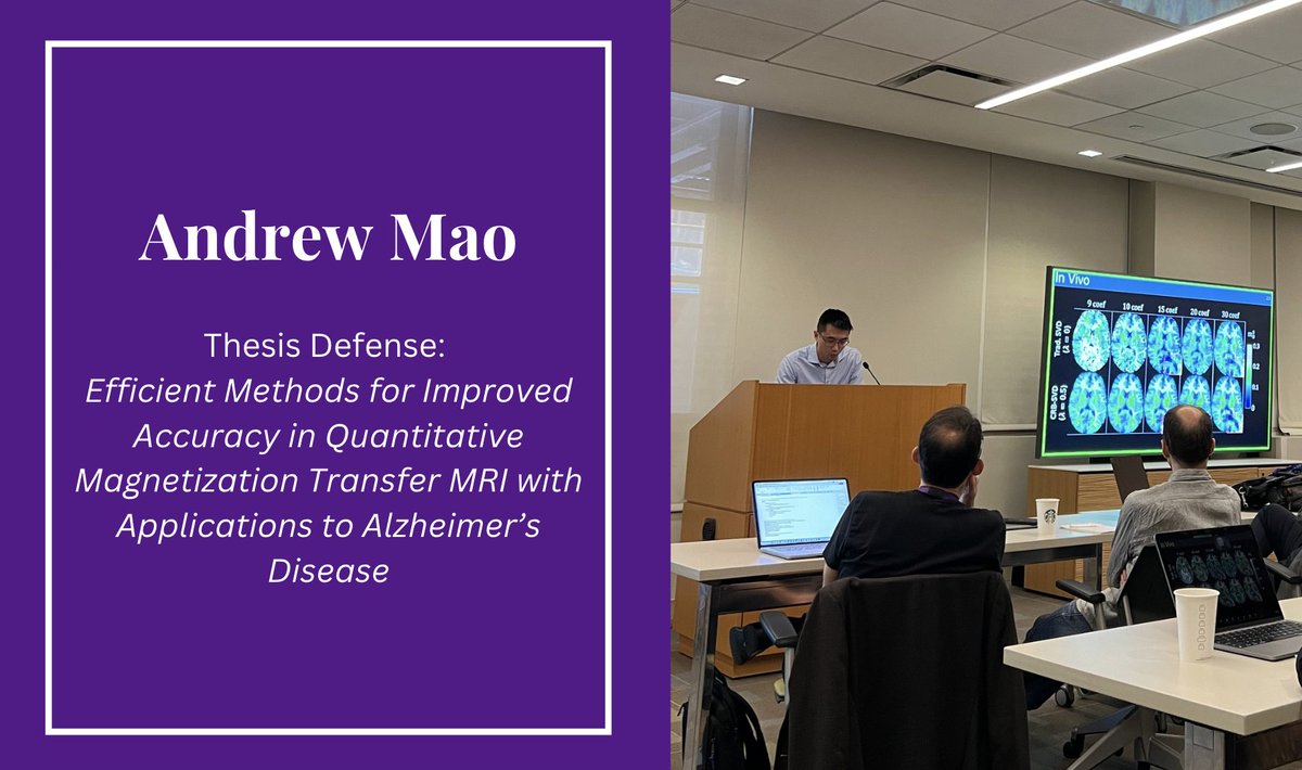 Congratulations to #AndrewMao on the completion of the Thesis Defense: Efficient Methods for Improved Accuracy in Quantitative Magnetization Transfer MRI with Applications to Alzheimer’s Disease! 🎉

Supervised by Dr. Jakob Assländer