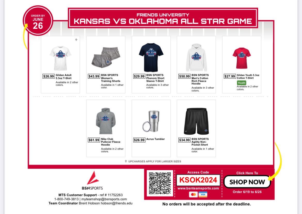 KSvsOK_AllStar's tweet photo. Want to support your All Star ⭐️ ⚽️!? Team Shop is only open till June 26th!! 

▪️Store link in bio 
▪️Items will ship directly to you 

(All apparel will be sold online this year) https://t.co/rT5AbackkV