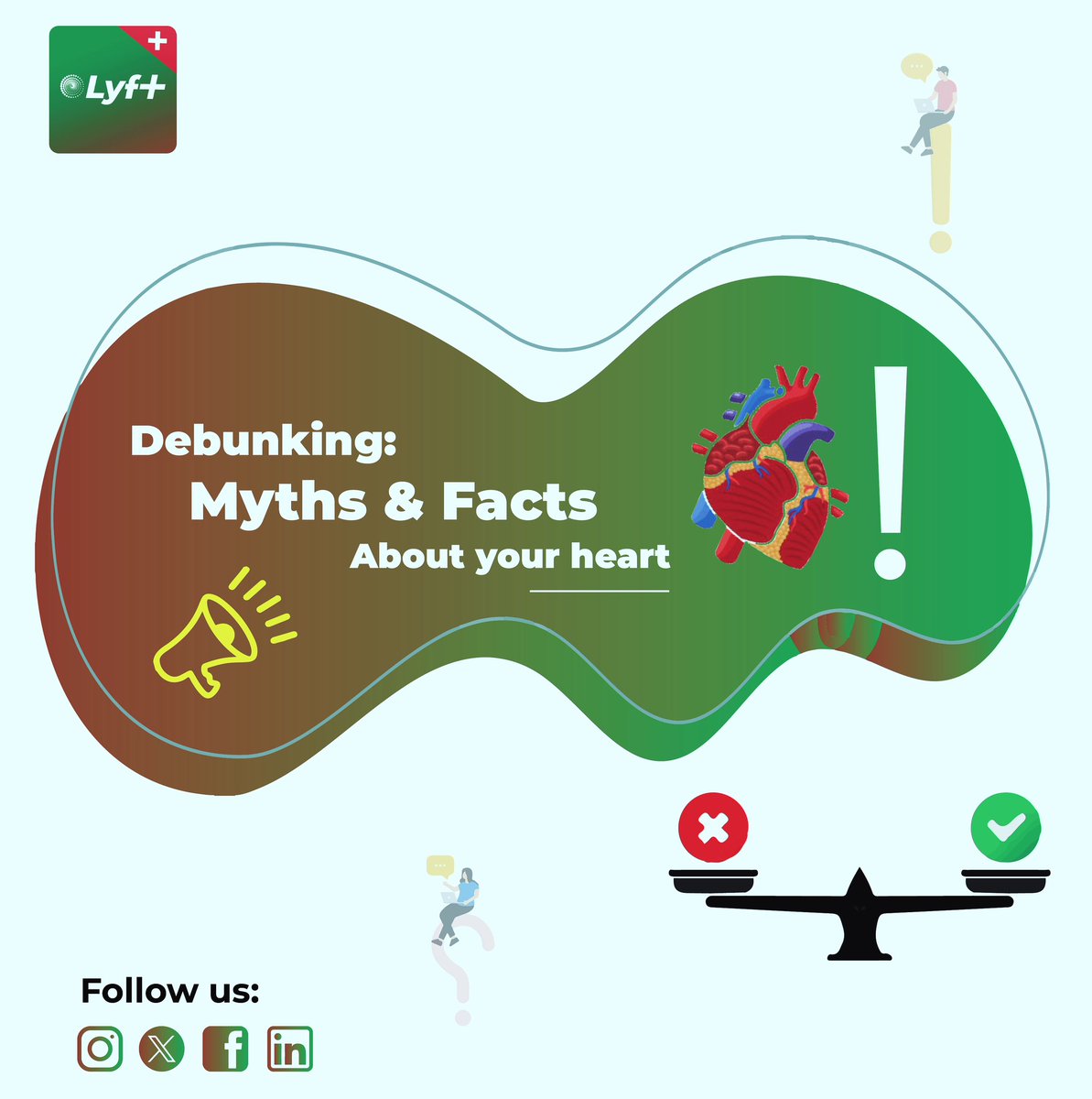LyfPlusInc's tweet photo. Separating #hearthealth facts from fiction (new series). Catch useful information everyday from us this #hearthealth week, and keep yourself and loved ones safe ๐ซ
(Video & graphics content coming up ๐)
#hearthealth #healthylifestyle #awareness #lyfplus https://t.co/mlRjZ2hb0X