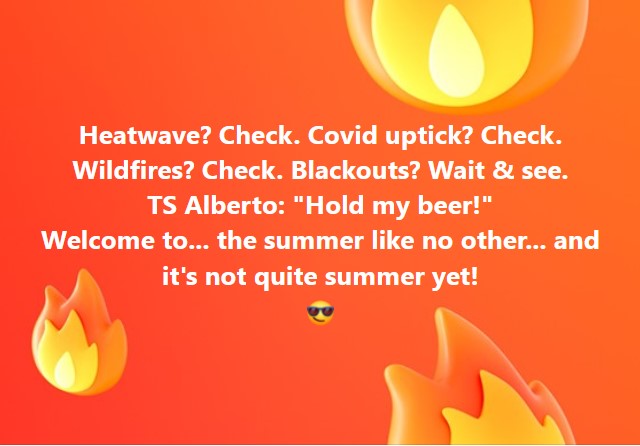 pshaw_t's tweet photo. Pretty much the only thing missing would be another BP Gulf oil spill... per how this summer's highlights may combine and inter-mingle.
Just... saying...
😎 https://t.co/oqBL8g4YMn