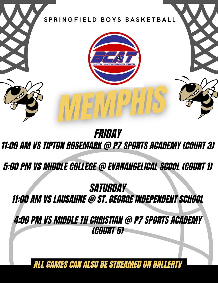 Looking forward to concluding our team camp season  this weekend in Memphis at  <a href="/BCATHOOPS/">BCAT</a> ! College coaches we would love for you to stop by, games will also be streamed on BallerTV!