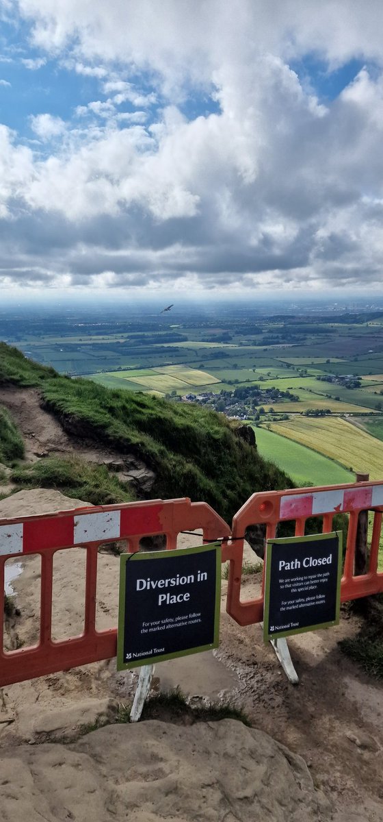StevenIceton's tweet photo. Path restoration work has started on the eroded paths at #RoseberryTopping, route closures are in place but there are diversions to alternative paths to the top. #NorthYorkshire #northyorkmoors https://t.co/dbK8dPBCdq