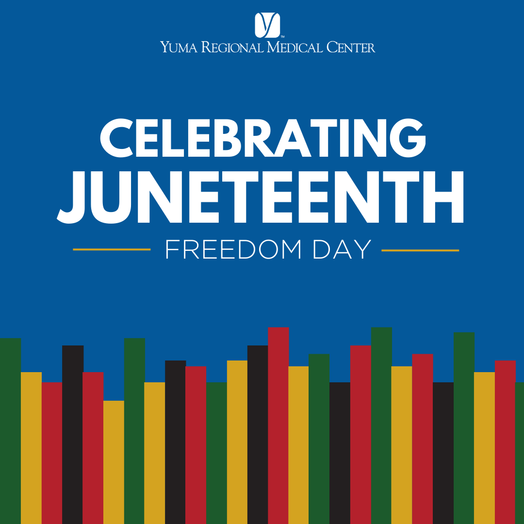 Today we join our employees, physicians, and community in honoring #Juneteenth, which commemorates the end of slavery in the United States and celebrates freedom, equality, and resilience. At YRMC we're committed to inclusivity and providing equitable care for all.