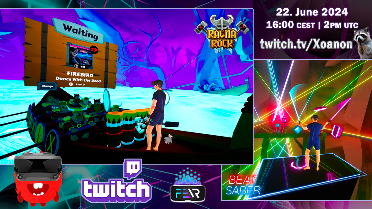 _Xoanon_'s tweet photo. #Music time on #Twitch now!🦝
#Ragnarock🤘w/ more commissions & #BeatSaber!
Song requests open!🎶
➡️ https://t.co/JrW81S9mYc 🦝
@ragnarock_game @WanadevStudio #VirtualReality #VR #SupportSmallStreamers @pulsoid_app @LIV #TwitchStreamers #TwitchStreamer #streamer #dancy #metal https://t.co/LMTaZseSp6