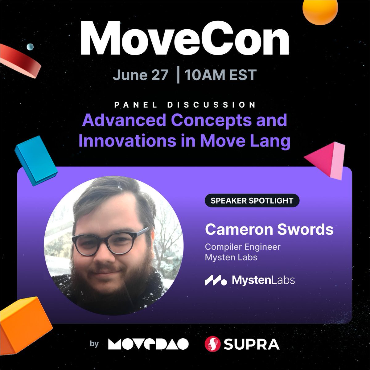 SUPRA_Labs's tweet image. Take Move where it’s never gone before. 

Learn directly from top engineers like Cameron of @Mysten_Labs how their teams are innovating with the lang next Thursday. 

Sign up for free here:
movecon.xyz/movecon#MoveDa…

🤝@SuiNetwork