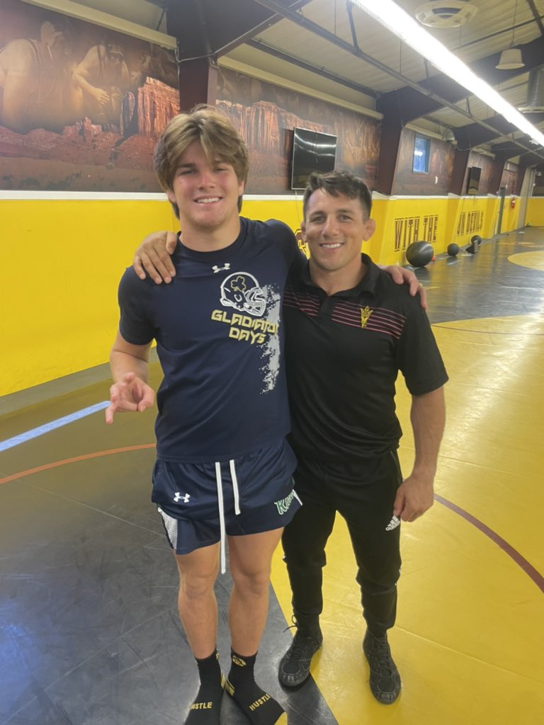 hunterhancock24's tweet photo. Had a great 4 day performance camp with @ASUWrestling @ZekeJones @Gorillahulk149. Thanks for hosting a great camp and teaching me lots of great techniques! https://t.co/LLrnhsuVNW