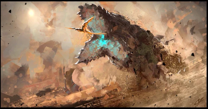Sketch of Balahara. Had this cool idea of it jumping out of the sand and eating a bird. I'll try to finish it in between projects. Happy hunting!#monsterhunter #MHwilds #fanart 