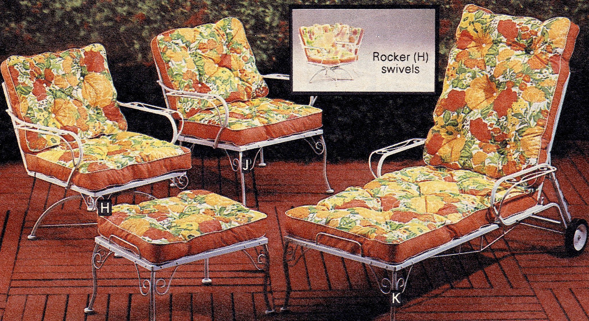 RetroNewsNow on X 1981 Sears Catalog Wrought iron patio furniture with tangerine orange cushions https t HaasOoQjko X