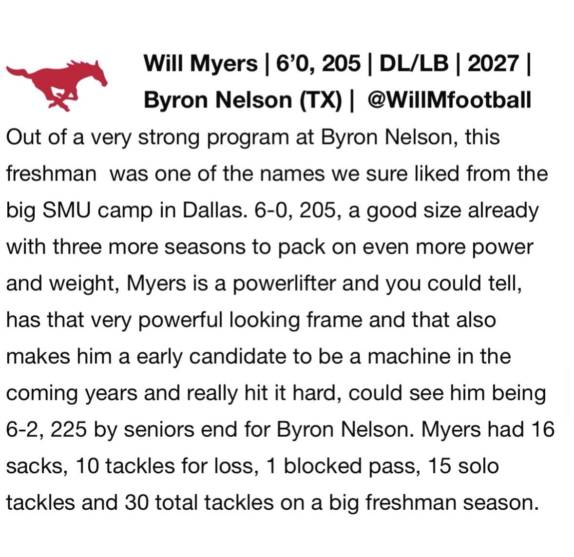 Thank you for the write up. <a href="/sixstarfootball/">Six Star Football | PLUS+</a> I had a great time at SMU!  <a href="/coachH2bwill/">Brandon Williams</a> @BNHSFOOTBALL09