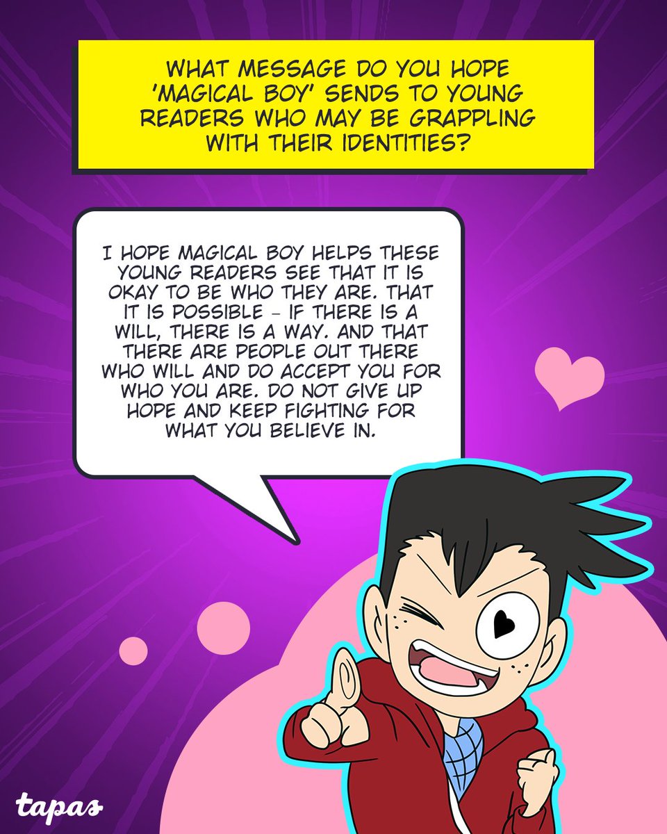 tapas_app's tweet photo. 🌈 Poof! We’ve got an exclusive interview with @thek40, creator of "Magical Boy"!

Swipe to learn about the magic behind the scenes! 📖🌟

Read more on Tapas 👀
▶️ https://t.co/j8vFgNVNBm https://t.co/7m6Xso3tDK