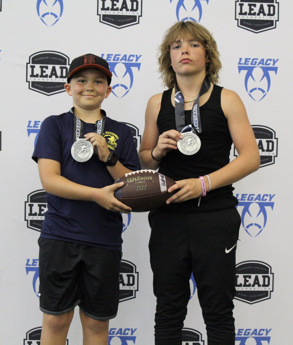 Legacy Football Organization (@legacymi_fball) on Twitter photo Legacy Youth Summer Camp QB MVPs 🏅
6th-8th - Easton McGlothin <a href="/Easton_mcg/">Easton McGlothin</a>
2nd-5th - Noah Vernier
<a href="/LegacyYouthFB/">Legacy Youth Football</a> <a href="/Legacy_Recruit/">Legacy Recruiting</a>
#legacy #jointhemovement Legacy Youth Summer Camp QB MVPs 🏅
6th-8th - Easton McGlothin <a href="/Easton_mcg/">Easton McGlothin</a>
2nd-5th - Noah Vernier
<a href="/LegacyYouthFB/">Legacy Youth Football</a> <a href="/Legacy_Recruit/">Legacy Recruiting</a>
#legacy #jointhemovement