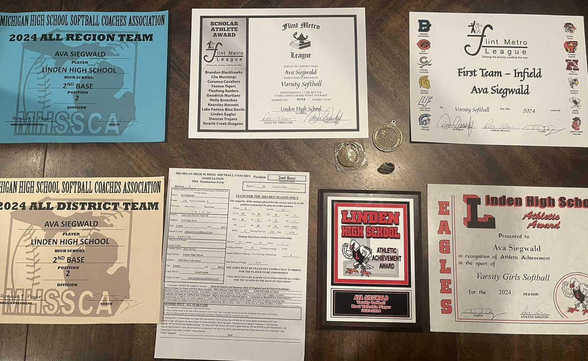 Received First Team All League All District All Region and Honorable Mention All State accolades this year as well as Academic All State and MVP! Thanks again to my teammates and coaches for your support ❤️ Onto the next 4 <a href="/pezzplayers/">ron pezzoni</a> <a href="/T2Smigiel/">T2Smigiel</a> <a href="/Linden_Softball/">Linden Softball</a>