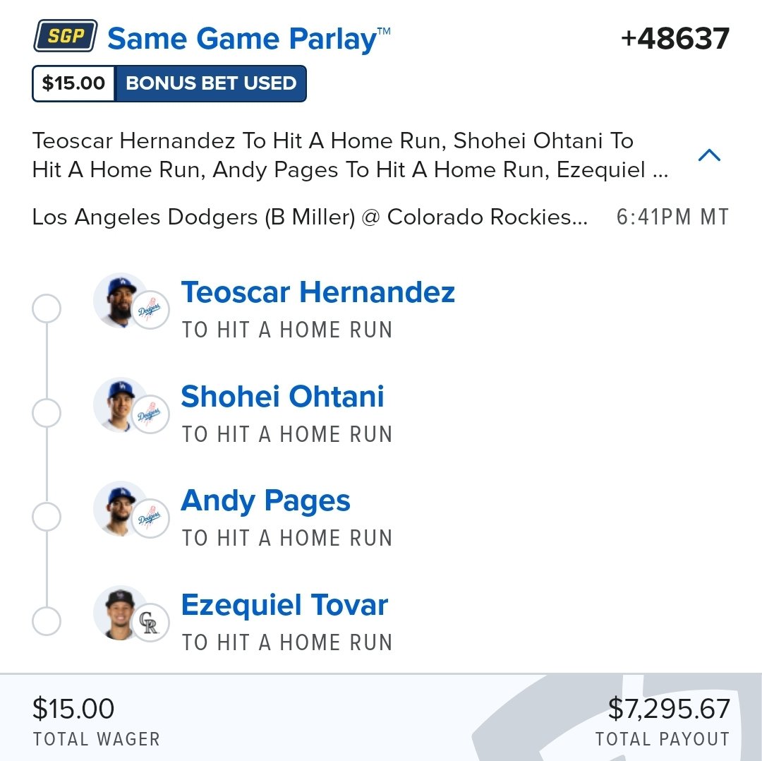 Rockies/dodgers let's get it! 

We are currently offering a FREE 3 day trial if you want to get access to all of my plays 👇
tinyurl.com/DylanMoney22

❤️ if tailing!