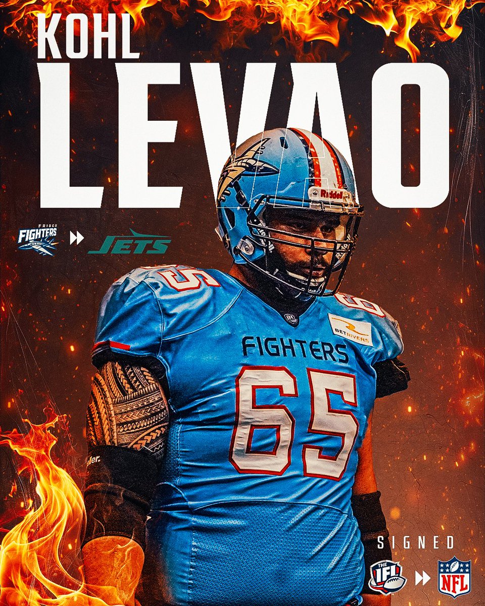 Hard work and dedication🔥 A huge congratulations to Kohl Levao of the Frisco Fighters on being signed to the New York Jets! We can’t wait to see you dominate in the NFL!💪 #FiredUpIFL #TheIndoorWar