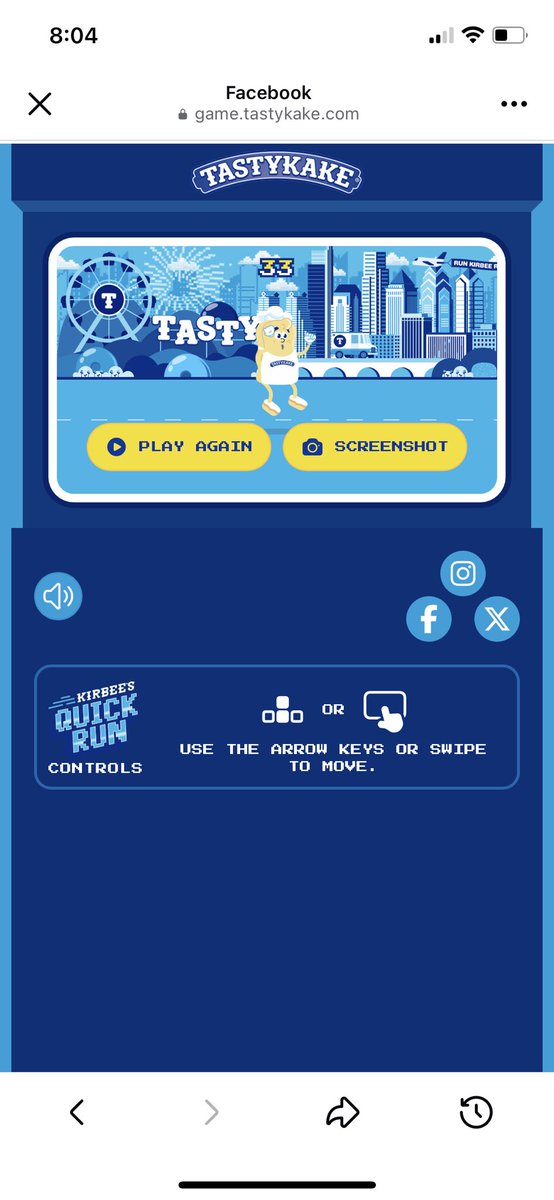 tara_shippee's tweet image. I scored 33 points on the Tastykake #KirbeesQuickRun game! tak-runner.netlify.app @Tastykake