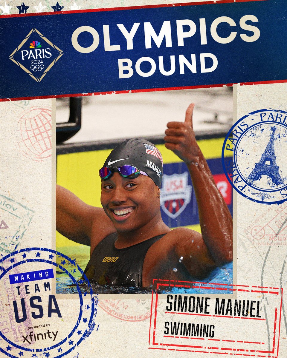 NBCOlympics's tweet photo. SIMONE MANUEL. PARIS OLYMPICS. #SwimTrials24 https://t.co/5hjvCby3iQ