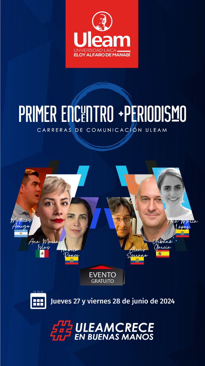 Este 27 y 28 de junio, tendremos el Encuentro +Periodismo en <a href="/UleamEcuador/">Uleam Ecuador</a>. 
Estaremos con <a href="/AmigoMatias/">MatiasAmigoᅠᅠᅠᅠᅠᅠᅠᅠᅠᅠᅠᅠᅠᅠᅠᅠᅠᅠᅠᅠᅠᅠᅠᅠᅠᅠᅠᅠᅠᅠᅠᅠᅠᅠᅠᅠᅠᅠᅠ</a> <a href="/ana__islas/">𝒜𝓃𝒶 𝑀𝒶𝓇í𝒶 𝐼𝓈𝓁𝒶𝓈</a> <a href="/alexserranocar/">Alexis Serrano Carmona</a> <a href="/Urbano1313/">Urbano García Alonso</a> <a href="/itsabela/">Isabela Ponce</a> y Ana M. López, hablando de las tendencias y desafíos de la profesión.
Inscríbete gratis en docs.google.com/forms/d/e/1FAI…