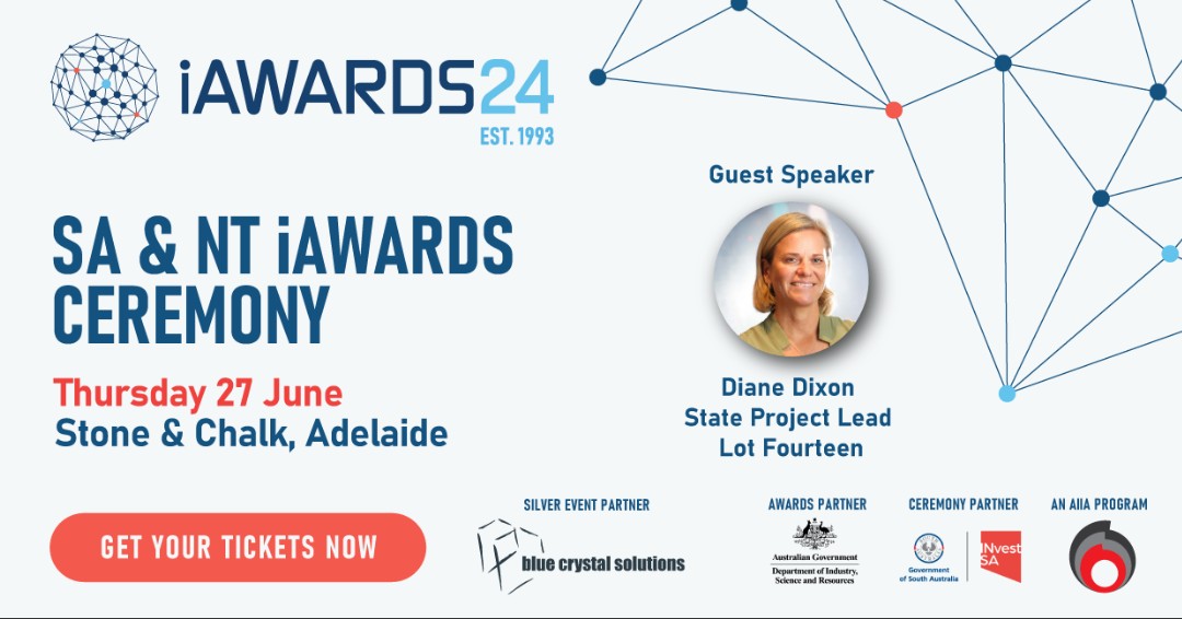 Just one week to go!  Join us in celebrating finalists at the SA &amp; NT 2024 iAwards Ceremony. 

Get your tickets here: 
aiia.com.au/event/2024-sa-…

#AIIA #iAwards #Innovation