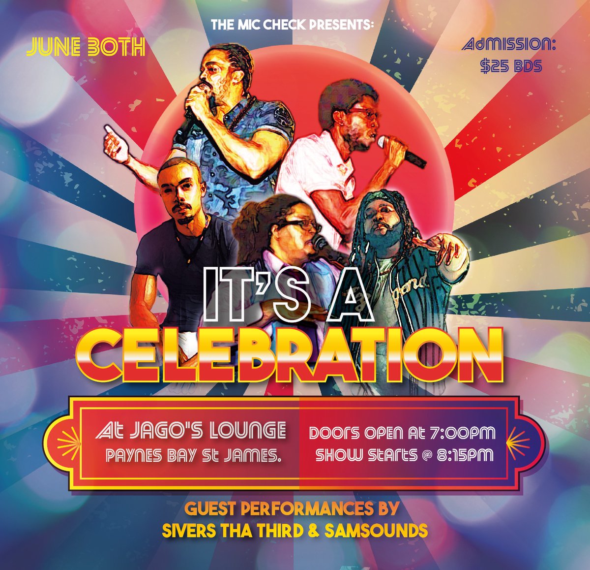 miccheckbb's tweet image. Mic Check returns with the "Celebration" on Sunday, June 30th, 2024 at Jagos Lounge (IG: jagosbychefglambarbados!)

Doors open: 7 pm
Show starts: 8:15 pm

Adm: $25

#MicCheck #Barbados #Sunrokk #KeomaMallett #Wesu #SiversThaThird #Samsounds #JagosLounge