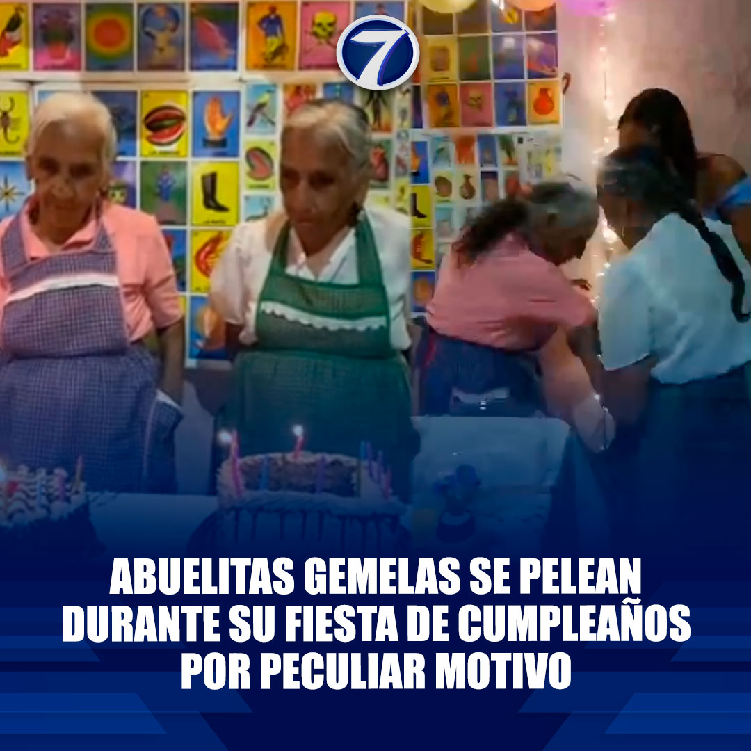 Noti7Guatemala's tweet photo. Abuelitas gemelas se #pelean durante su fiesta de #cumpleaños por peculiar motivo
➡ https://t.co/o06PBnac4s https://t.co/3oOssayb0K