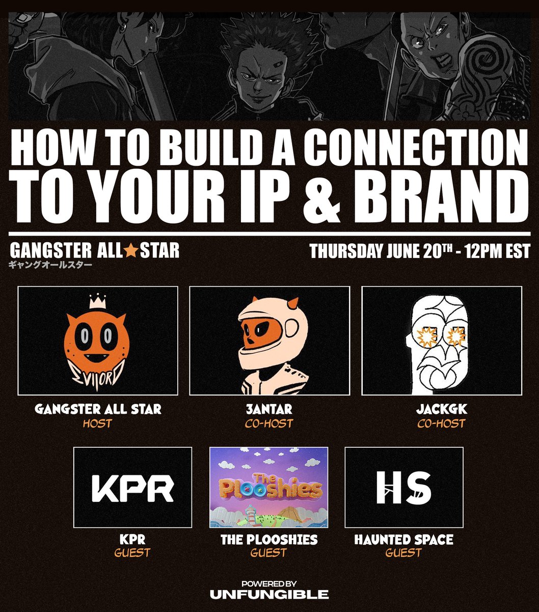 Building a Connection to your IP &amp; Brand

Take a deep dive in our Spaces this Thursday 12PM EST alongside our panelists!

Powered by Unfungible.